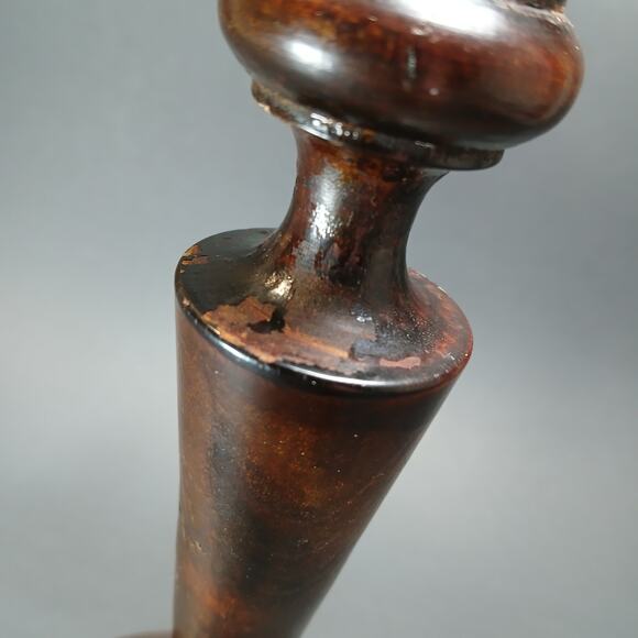 Vintage Wooden Taper Candle Holder, Unbranded Dark Wood Boho Chic 8" Candlestick - Picture 8 of 11